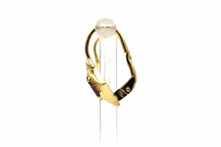 Boucles d'oreilles Boucles d’oreilles dormeuses en or jaune 18 carats, améthystes et diamants 58 Facettes B799