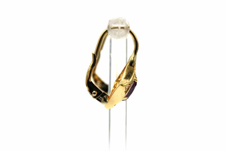 Boucles d'oreilles Boucles d’oreilles dormeuses en or jaune 18 carats, améthystes et diamants 58 Facettes B799