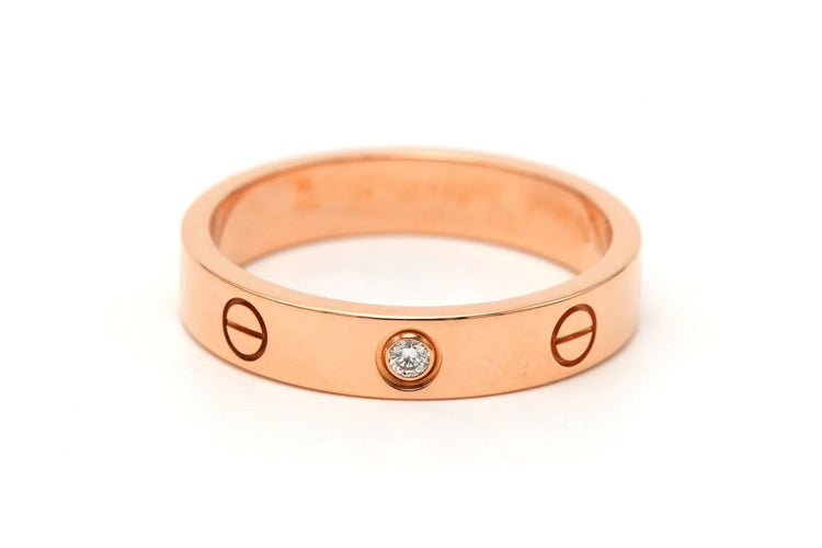 Bague 56 Cartier Love - Bague en or rose 18 carats et diamant brillant 58 Facettes 23266