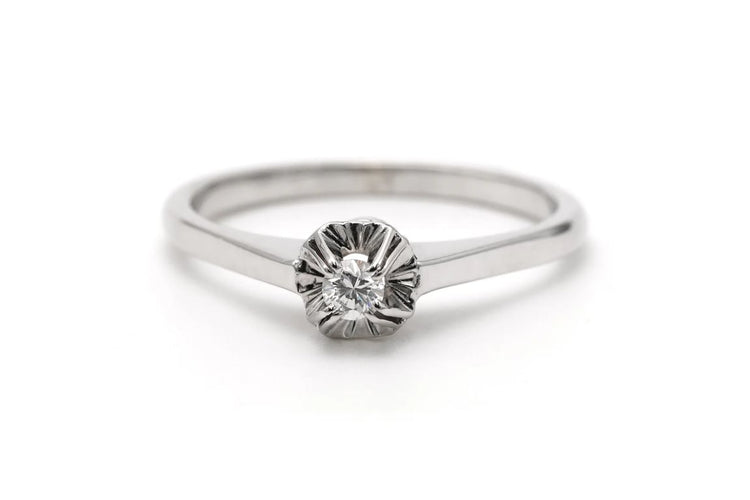 Bague 54 Art Déco - Bague en or blanc 18 carats et diamant taille brillant 58 Facettes 23336