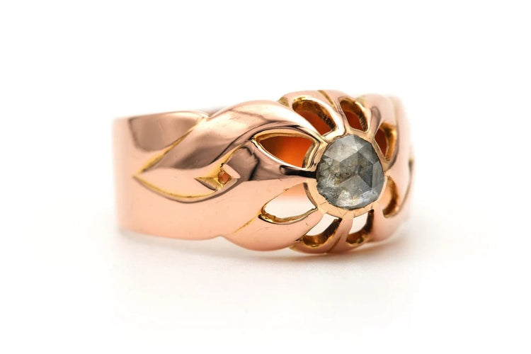 Bague 55 Art Déco - Bague en or jaune 18 carats sertie d’un diamant taille rose 58 Facettes B804