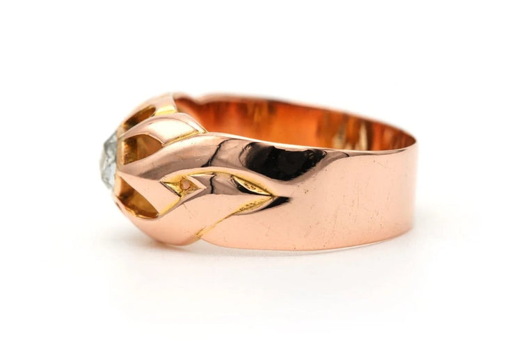 Bague 55 Art Déco - Bague en or jaune 18 carats sertie d’un diamant taille rose 58 Facettes B804