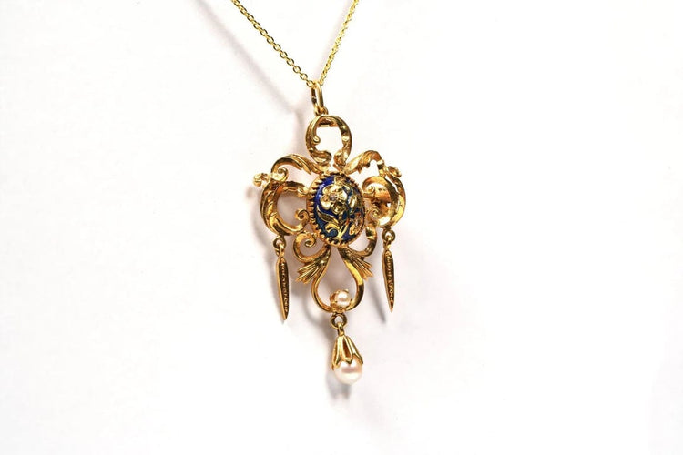 Pendentif Pendentif Napoléon III en or jaune 18 carats serti d’émail 58 Facettes B437
