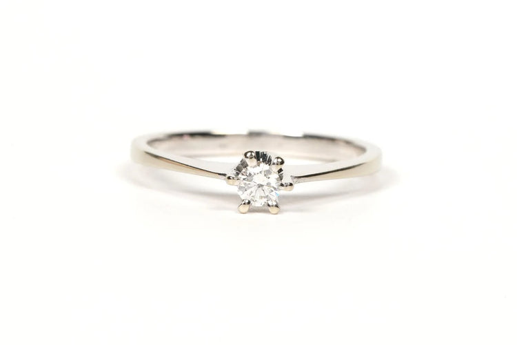 Bague 49 Solitaire - Bague en or blanc 18 carats et diamant taille brillant 0,11 ct 58 Facettes 21205