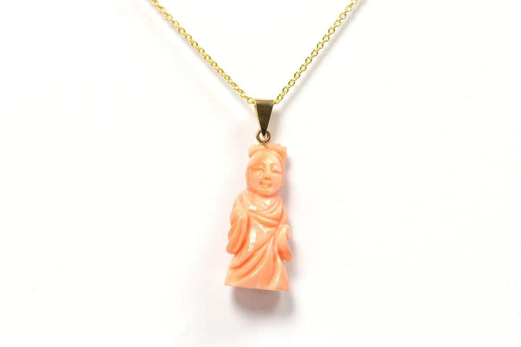 Pendentif Pendentif années 70 en or jaune 18 carats et corail 58 Facettes B455