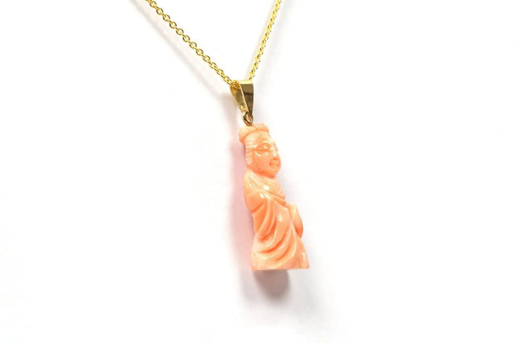 Pendentif Pendentif années 70 en or jaune 18 carats et corail 58 Facettes B455