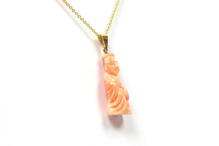 Pendentif Pendentif années 70 en or jaune 18 carats et corail 58 Facettes B455