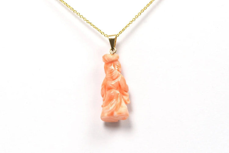 Pendentif Pendentif années 70 en or jaune 18 carats et corail 58 Facettes B455