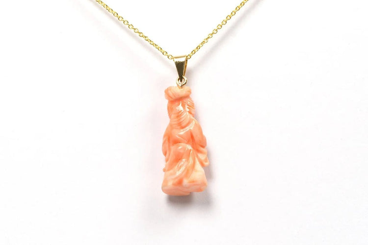 Pendentif Pendentif années 70 en or jaune 18 carats et corail 58 Facettes B455