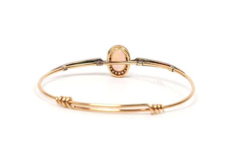 Bracelet Style Wolfers - Bracelet Art nouveau en or jaune 18 carats, opale et diamants 58 Facettes 21497