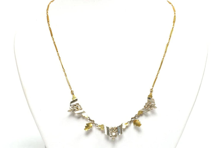 Collier Collier Art déco - Collier en or jaune et blanc 18 carats, perles et diamants 58 Facettes 21288