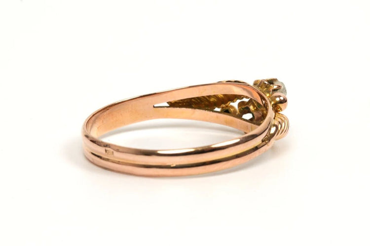 Bague 61 Bague Art déco en or jaune 18 carats sertie de perles 58 Facettes B468
