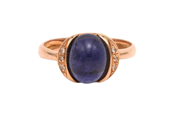 Bague 56 Bague en or jaune 18 carats avec saphir et diamants 58 Facettes 19879