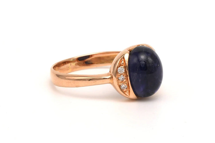 Bague 56 Bague en or jaune 18 carats avec saphir et diamants 58 Facettes 19879