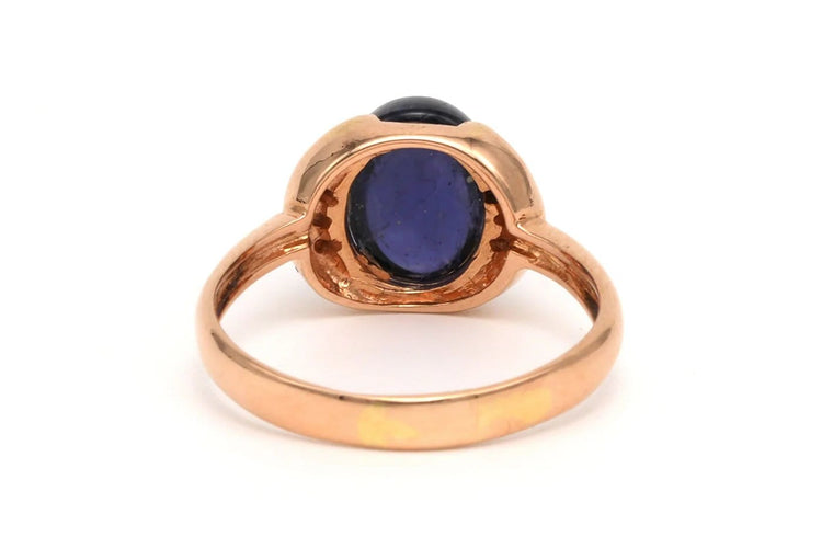 Bague 56 Bague en or jaune 18 carats avec saphir et diamants 58 Facettes 19879