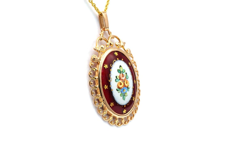 Pendentif Pendentif Art déco en or jaune 18 carats serti d’émail 58 Facettes 22934