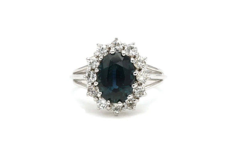 Bague 53 Bague années 70 en or blanc 18 carats, saphir et diamants 58 Facettes 21734