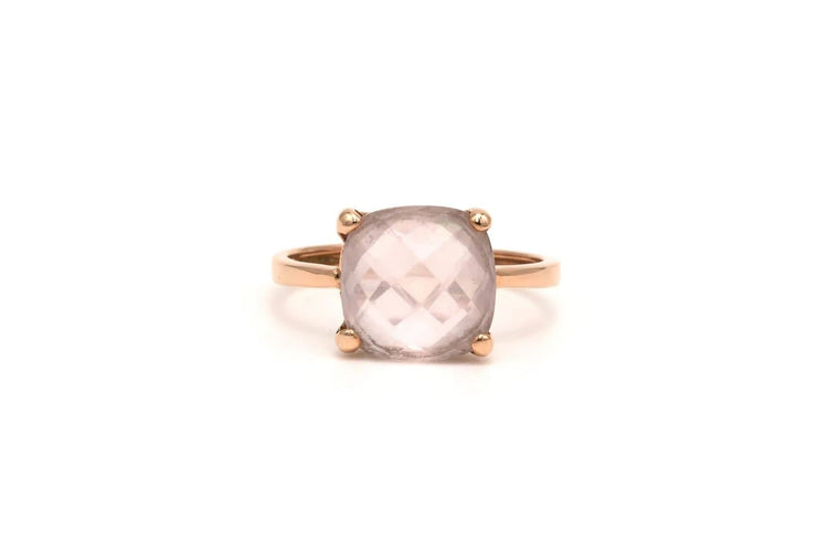 Bague 53 Bague contemporaine en or rose 18 carats sertie d’un quartz 58 Facettes 22081
