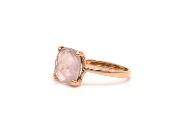 Bague 53 Bague contemporaine en or rose 18 carats sertie d’un quartz 58 Facettes 22081