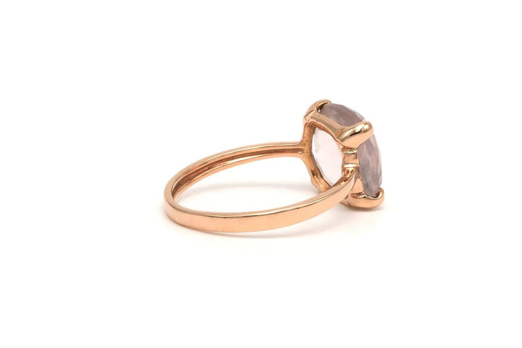 Bague 53 Bague contemporaine en or rose 18 carats sertie d’un quartz 58 Facettes 22081