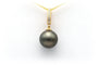 Pendentif Pendentif contemporain en or jaune 14 carats avec perle de Tahiti et diamants 58 Facettes 23047
