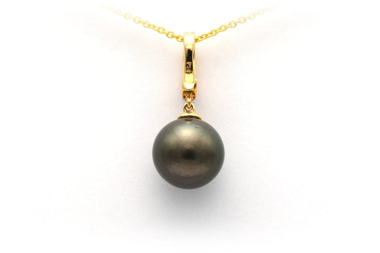 Pendentif Pendentif contemporain en or jaune 14 carats avec perle de Tahiti et diamants 58 Facettes 23047
