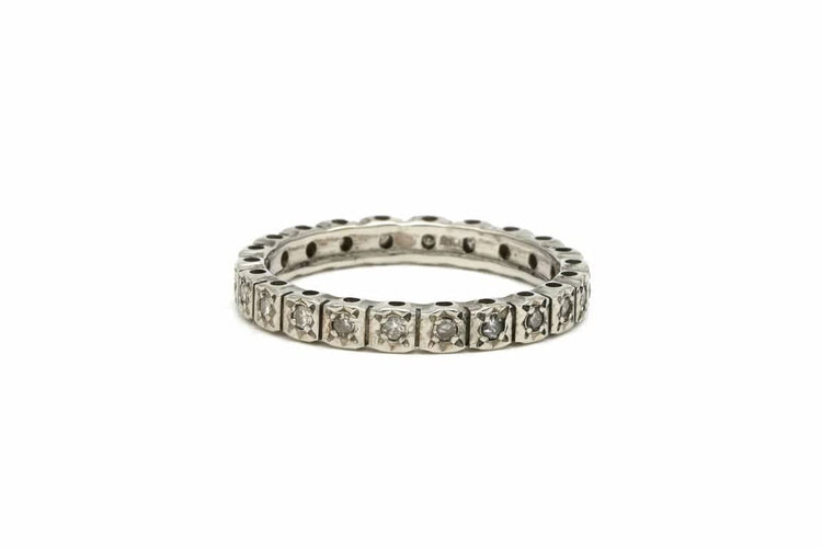 Bague 53 Art Déco - Bague en or blanc 18 carats sertie de diamants taille brillant 58 Facettes B504
