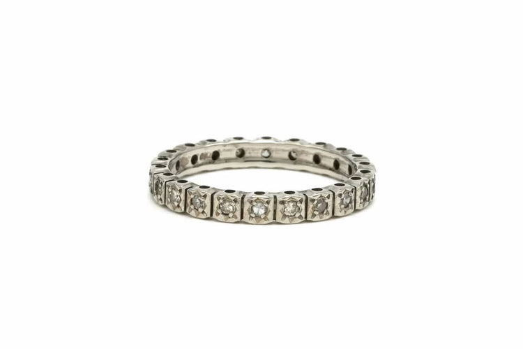 Bague 53 Art Déco - Bague en or blanc 18 carats sertie de diamants taille brillant 58 Facettes B504