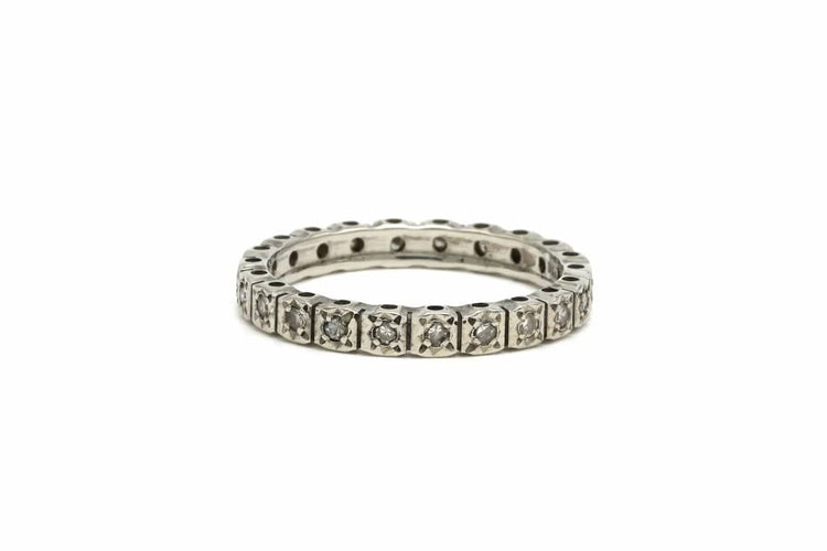 Bague 53 Art Déco - Bague en or blanc 18 carats sertie de diamants taille brillant 58 Facettes B504