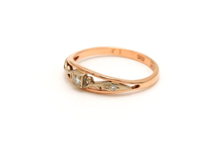 Bague 57 Bague en or rose et or blanc 14 carats sertie de diamants 58 Facettes 17572