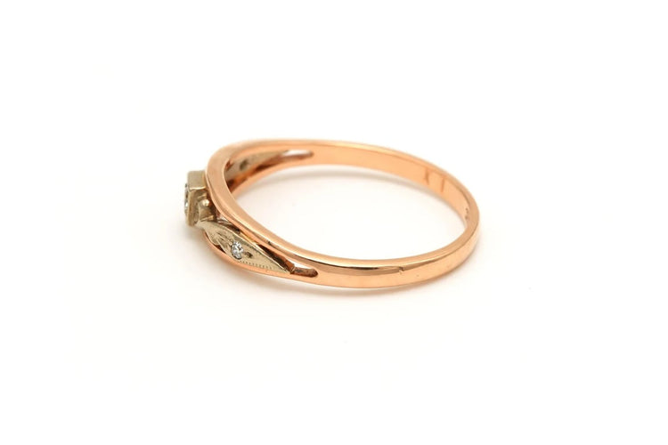 Bague 57 Bague en or rose et or blanc 14 carats sertie de diamants 58 Facettes 17572