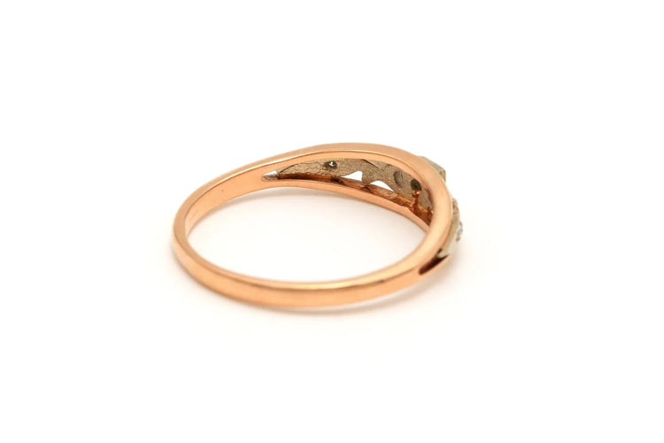 Bague 57 Bague en or rose et or blanc 14 carats sertie de diamants 58 Facettes 17572