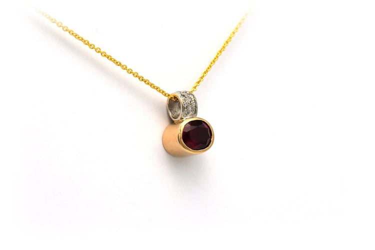 Pendentif Pendentif contemporain en or jaune et blanc 18 carats, tourmaline et diamants 58 Facettes 18568