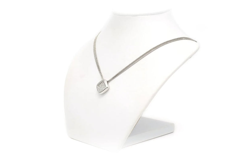 Collier Collier contemporain en or blanc 18 carats serti de diamants taille brillant 0,62 ct 58 Facettes 22336