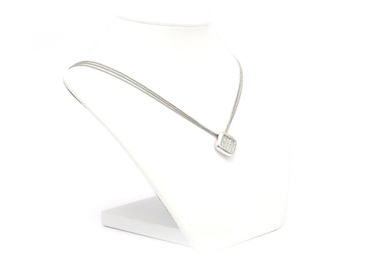 Collier Collier contemporain en or blanc 18 carats serti de diamants taille brillant 0,62 ct 58 Facettes 22336