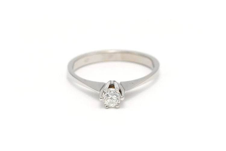 Bague 56 Solitaire années 70 - Bague en or blanc 18 carats et diamant 58 Facettes 22907