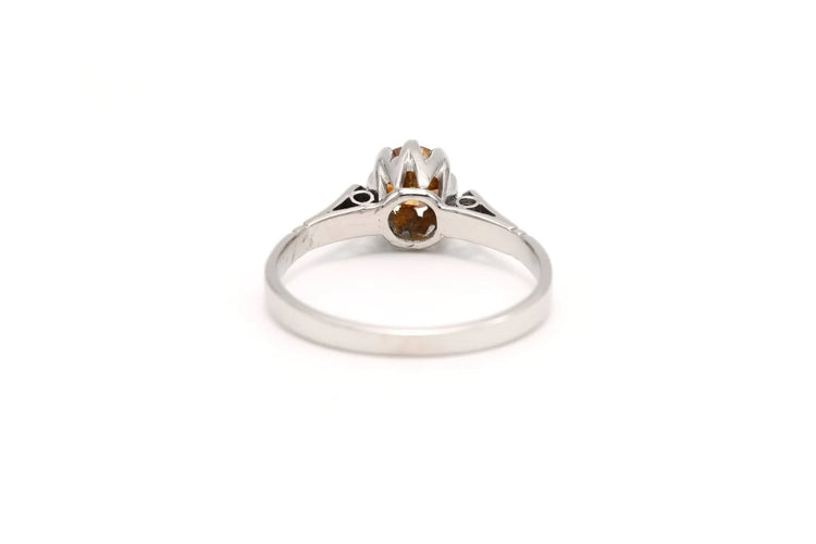 Bague 53 Bague années 50 en or blanc 18 carats avec diamant jaune 58 Facettes 20197