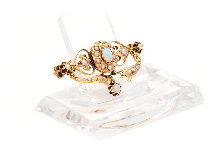 Broche Art nouveau - Broche en or jaune, opales et perles 58 Facettes 22208