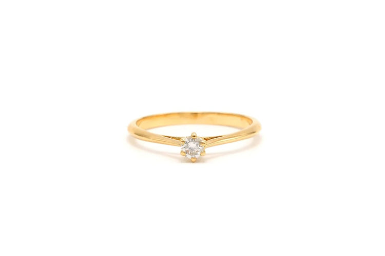 Bague 51 Solitaire - Bague en or jaune 18 carats et diamant taille brillant 0,1 ct 58 Facettes 21754