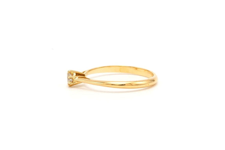 Bague 51 Solitaire - Bague en or jaune 18 carats et diamant taille brillant 0,1 ct 58 Facettes 21754