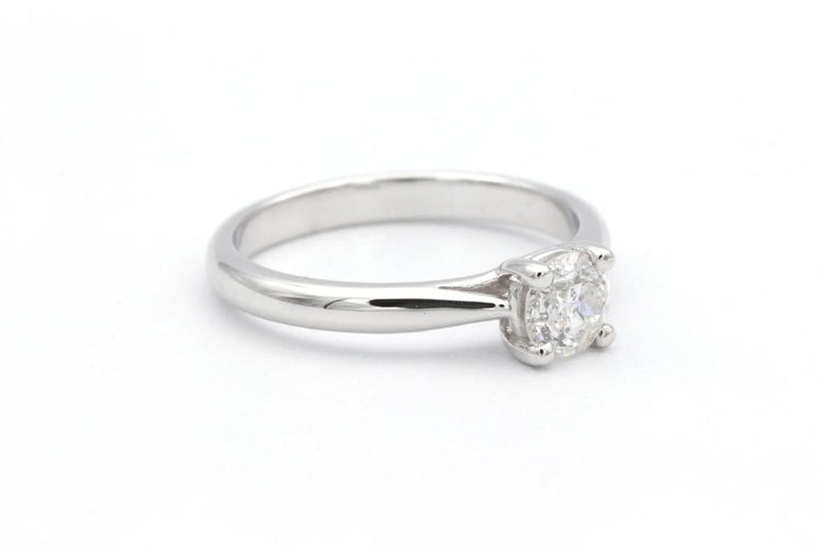 Bague 52 Solitaire contemporain - Bague en or blanc 18 carats avec diamant 0,50 ct 58 Facettes 23064