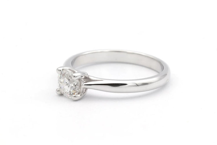 Bague 52 Solitaire contemporain - Bague en or blanc 18 carats avec diamant 0,50 ct 58 Facettes 23064