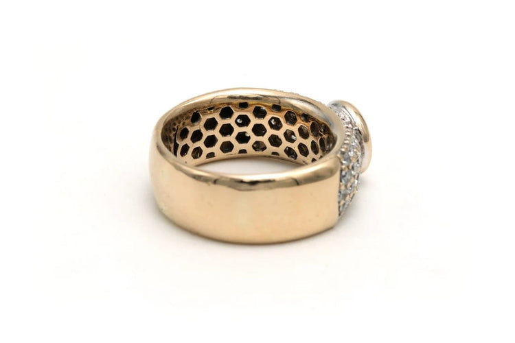 Bague 49 Bague contemporaine en or jaune 18 carats sertie de diamants taille brillant 1,55 ct 58 Facettes 22485