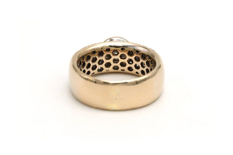 Bague 49 Bague contemporaine en or jaune 18 carats sertie de diamants taille brillant 1,55 ct 58 Facettes 22485