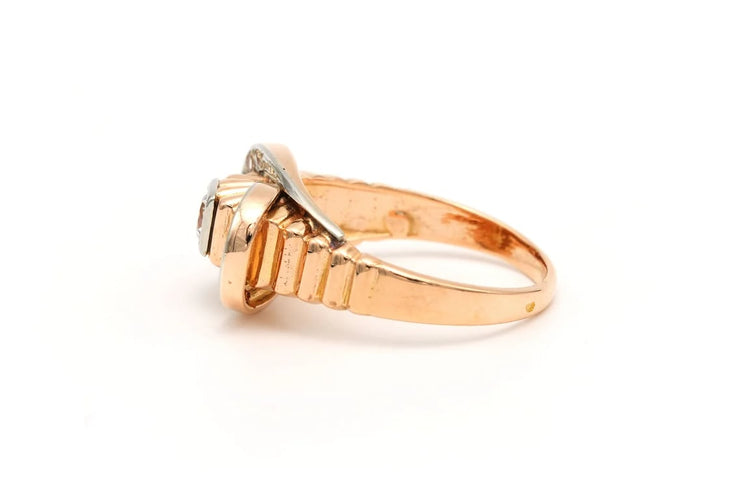 Bague 60 Bague Art déco en or jaune 18 carats sertie de saphirs blancs 58 Facettes B650
