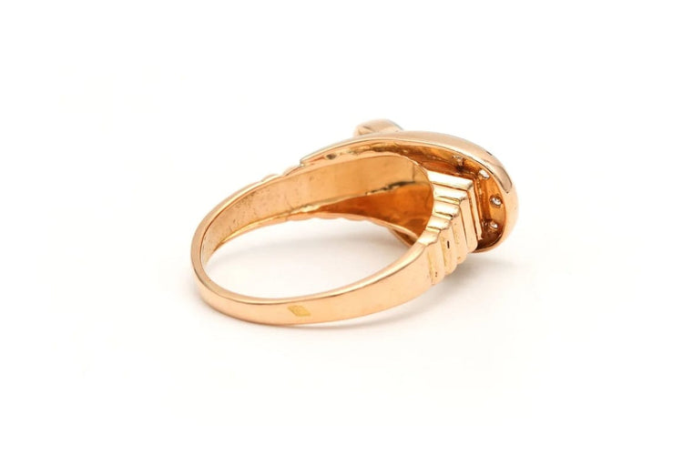 Bague 60 Bague Art déco en or jaune 18 carats sertie de saphirs blancs 58 Facettes B650