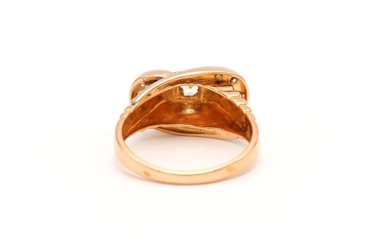 Bague 60 Bague Art déco en or jaune 18 carats sertie de saphirs blancs 58 Facettes B650