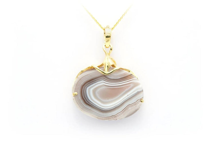 Pendentif Pendentif années 70 en or jaune 18 carats, agate et diamant 58 Facettes B673