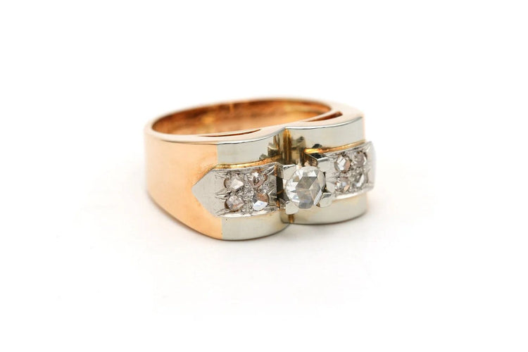 Bague 52 Bague Art déco en or blanc et jaune 18 carats et diamants 58 Facettes 22550