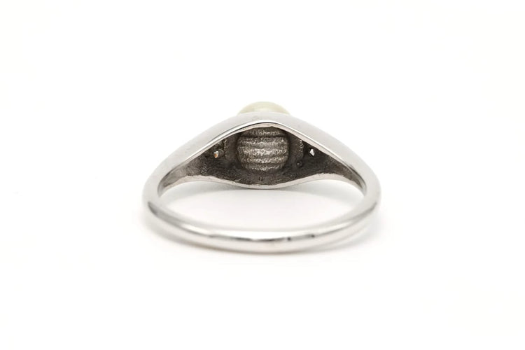 Bague 55 Bague Art déco en or blanc 18 carats, perle et diamants 58 Facettes B298